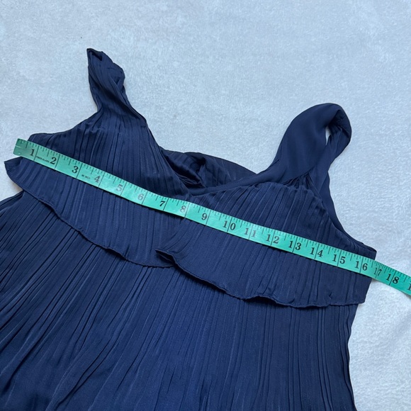 Maje sz 1 US Small Rockanil Pleated Tiered Midi Dress Marine Navy twist straps - Picture 9 of 11